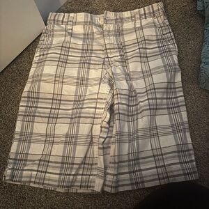 Old Navy Boys Plaid Tan and Gray Shorts